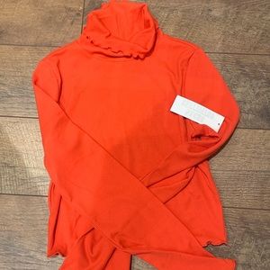 Fringe ribbed turtle neck